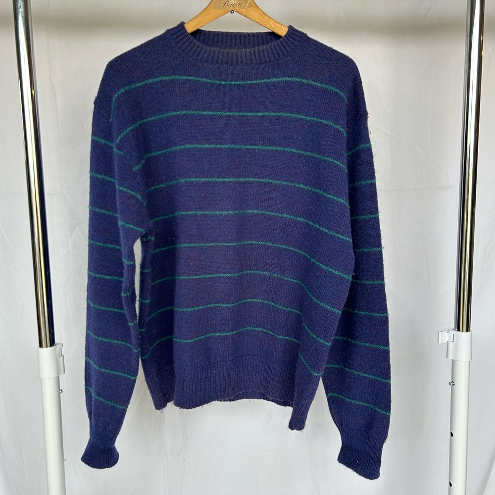 Vintage Jantzen Navy & Green Stripe Classic Wool Blend Crewneck size XL